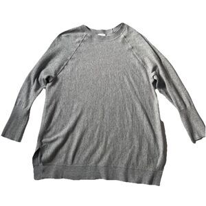 Pure Jill Womens Small Gray Pullover Sweater Tunic Soft Cozy Long Sleeve Slits